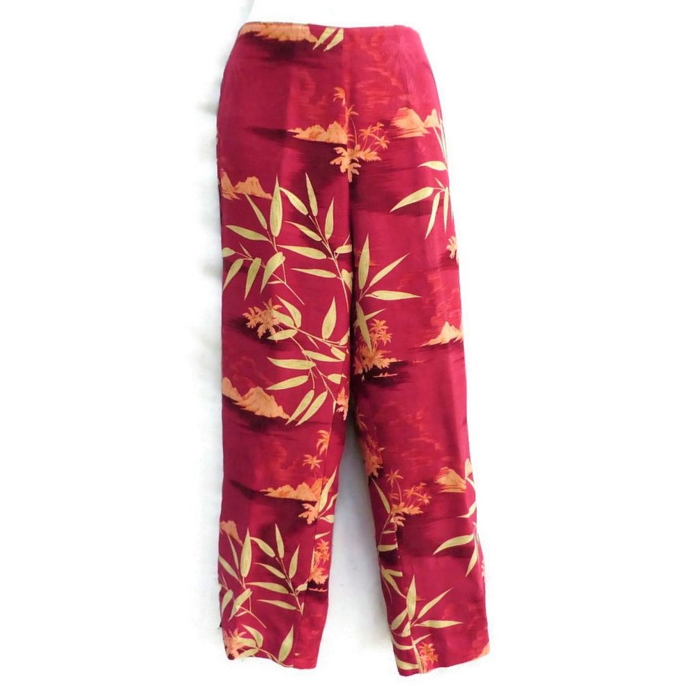 29x25 SiLK Tommy Bahama Pants Tropical Sunrise Lined Ankle Vents Pink Cream Zip